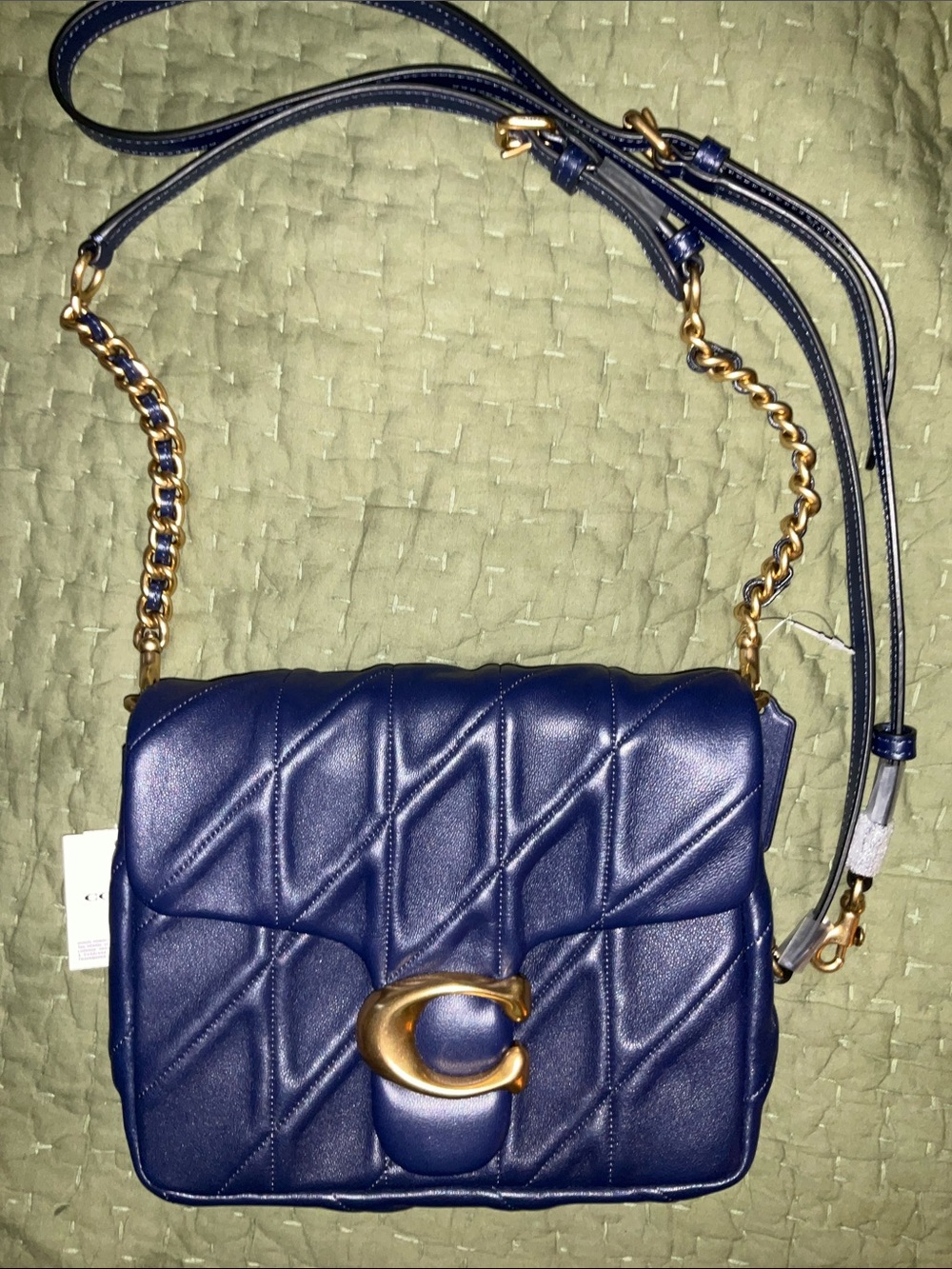 Coach Navy Blue Times Square Tabby, Crossbody bag with brushed gold hardware NWT - Picture 6 of 12